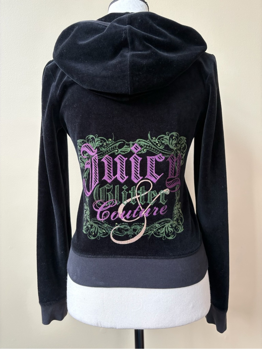 Y2K ORIGINAL -Juicy Couture - Black and Pink Velour Tracksuit - 2 PIECE - Size S - Picture 9 of 13
